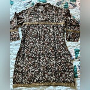 Soch  3/4 Sleeve Indian Tunic Embellished Side Slit Size Med See Measurements